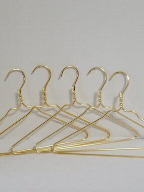 Gold Tone Heavy Duty Metal Clothing Hangers - Set of 5
